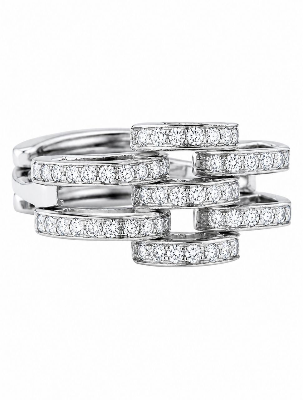 18K Diamond Link Mesh Band Ring Designer Estate