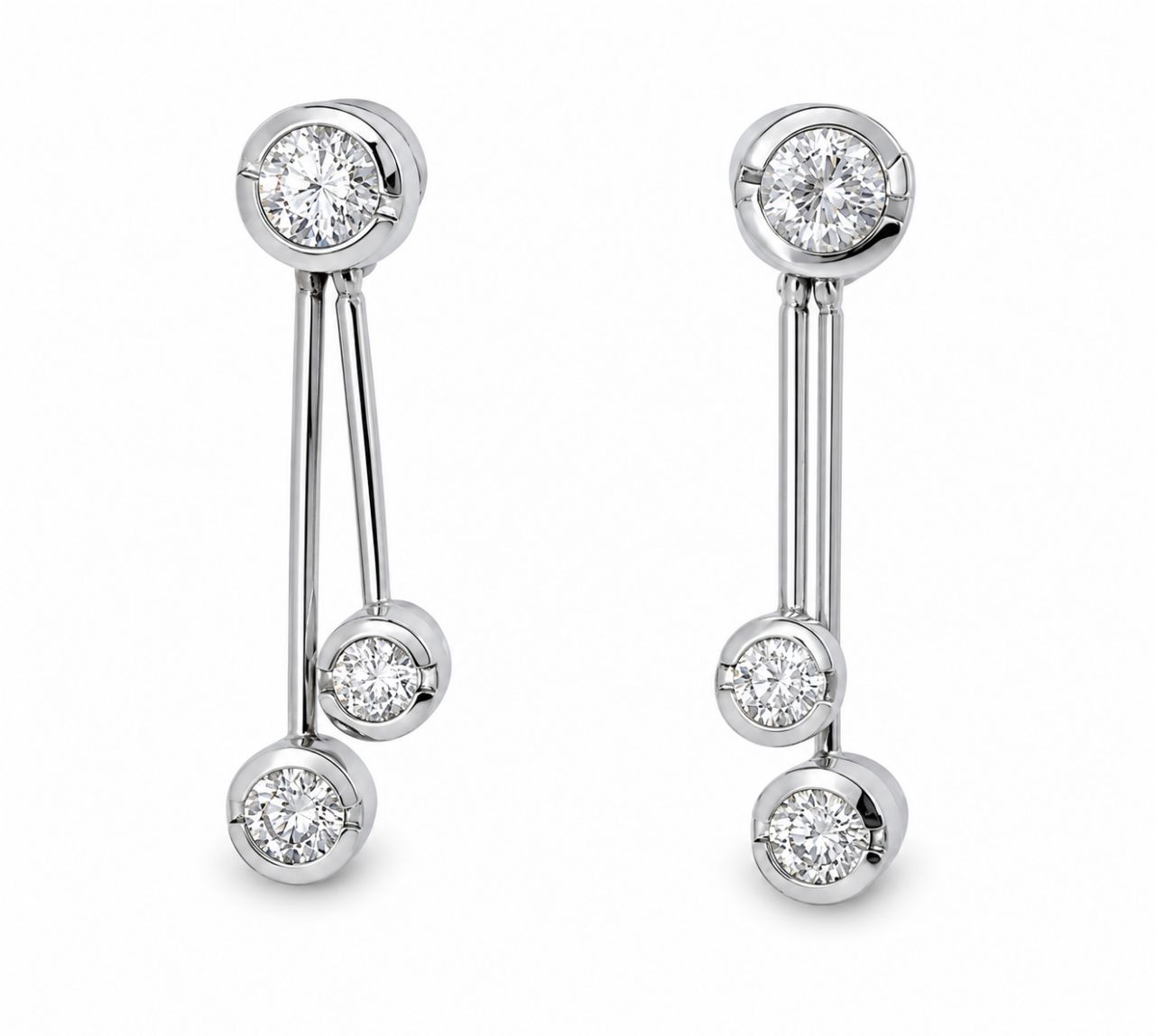 14K White Gold Bezel Set Diamond Earrings