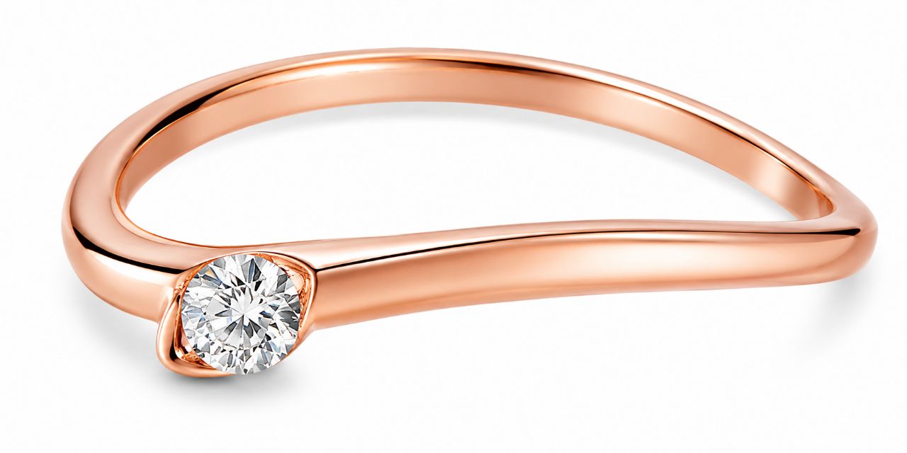 18K Pink Rose Gold Fancy Color Pink Diamond Designer Stacking Band Ring