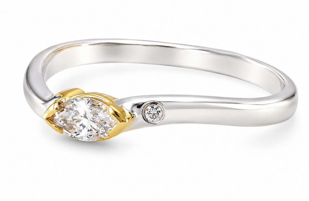 18K White 2 Tone Gold Fancy Color Pink Diamond Designer Stacking Band Ring