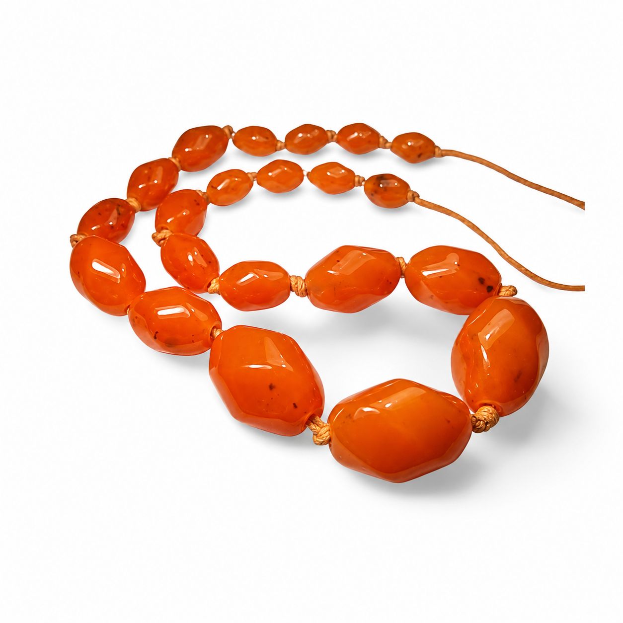 Antique Natural Black Sea Amber Graduated Bead Antique Necklace