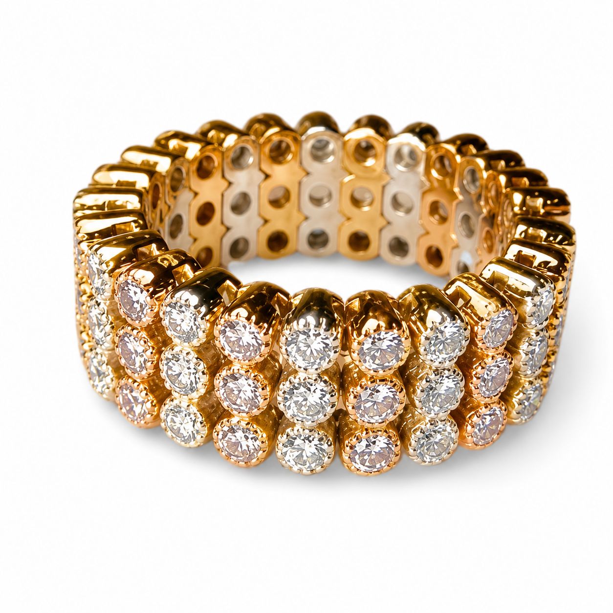 18K Two Tone Gold La Reina Diamond Designer Eternity Band Ring