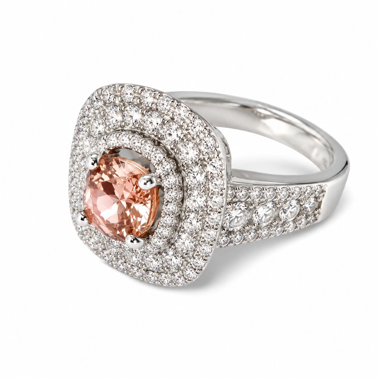 18K White Gold Fancy Brownish Pink Diamond Engagement Ring Band