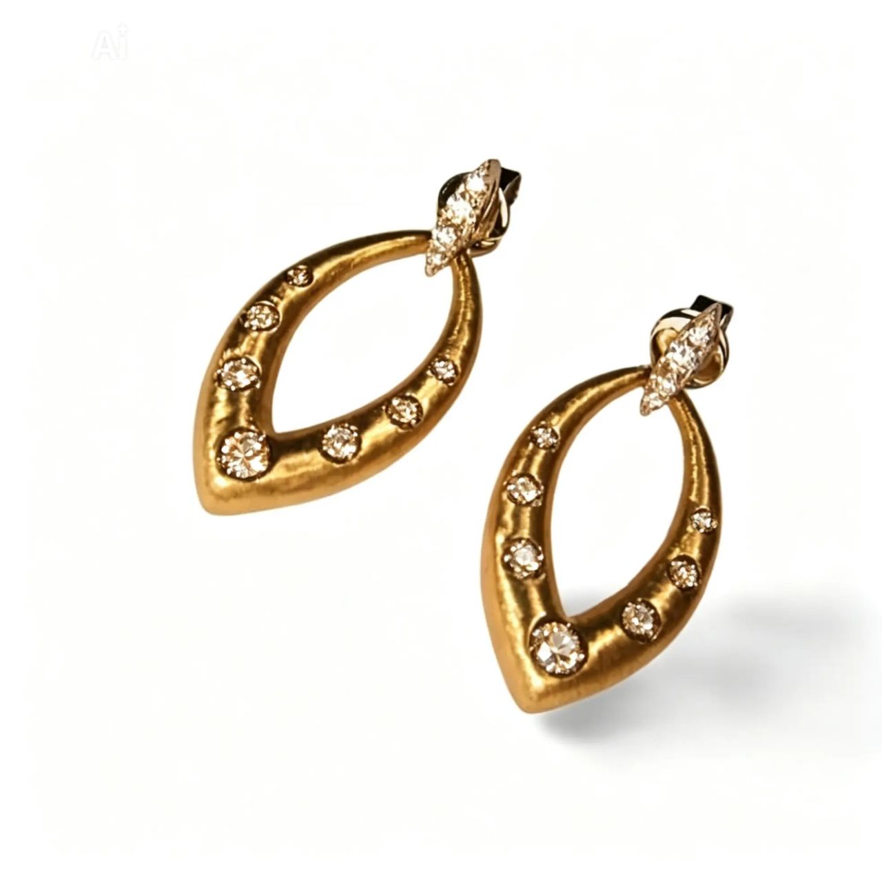 14K Two Tone Gold Cordova Champagne Diamond Designer Earrings