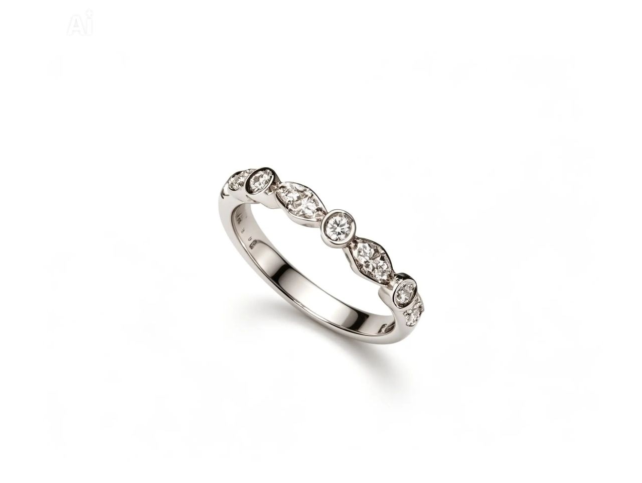 18K White Gold Eternity Diamond Wedding Band Ring
