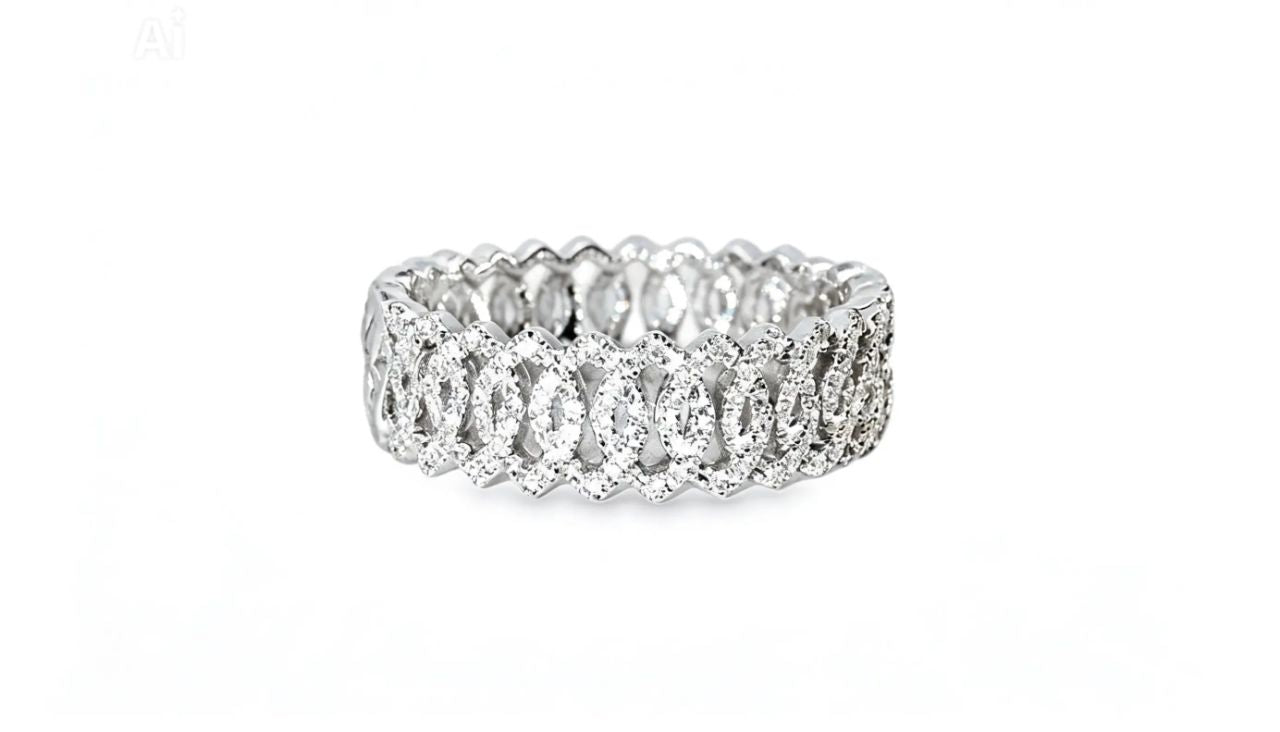 18K White Gold Hidalgo Diamond Eternity Wedding Band Ring