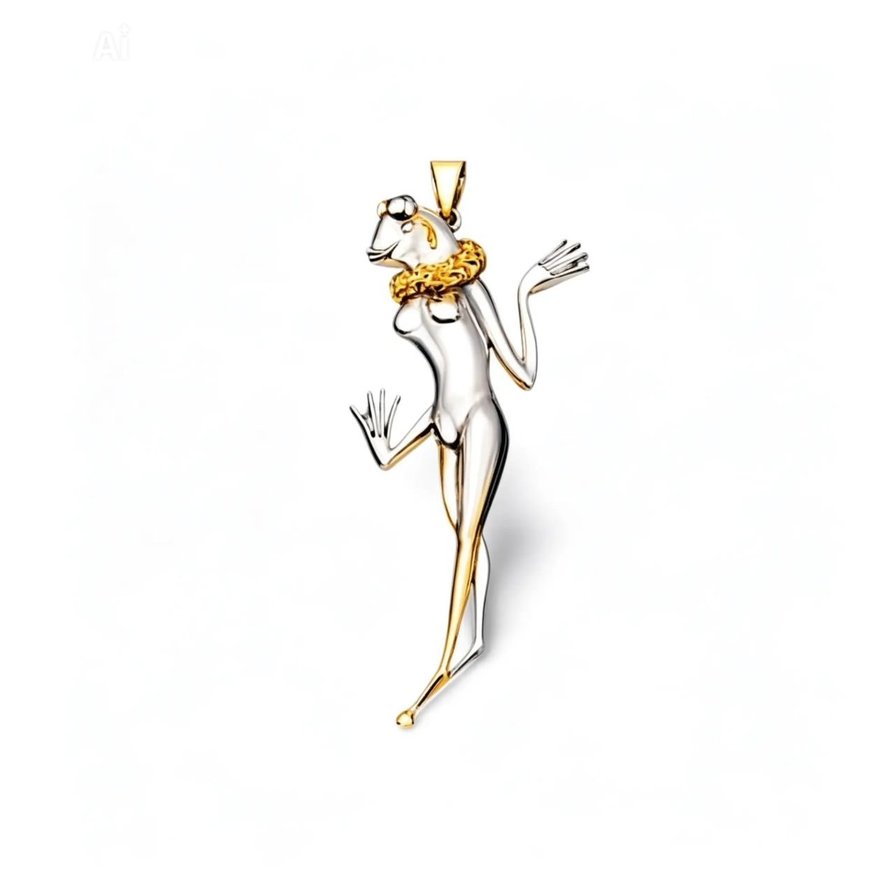 Sterling Silver 22K Gilded Frog Coquette Mihail Chemiakin Slide Pendant