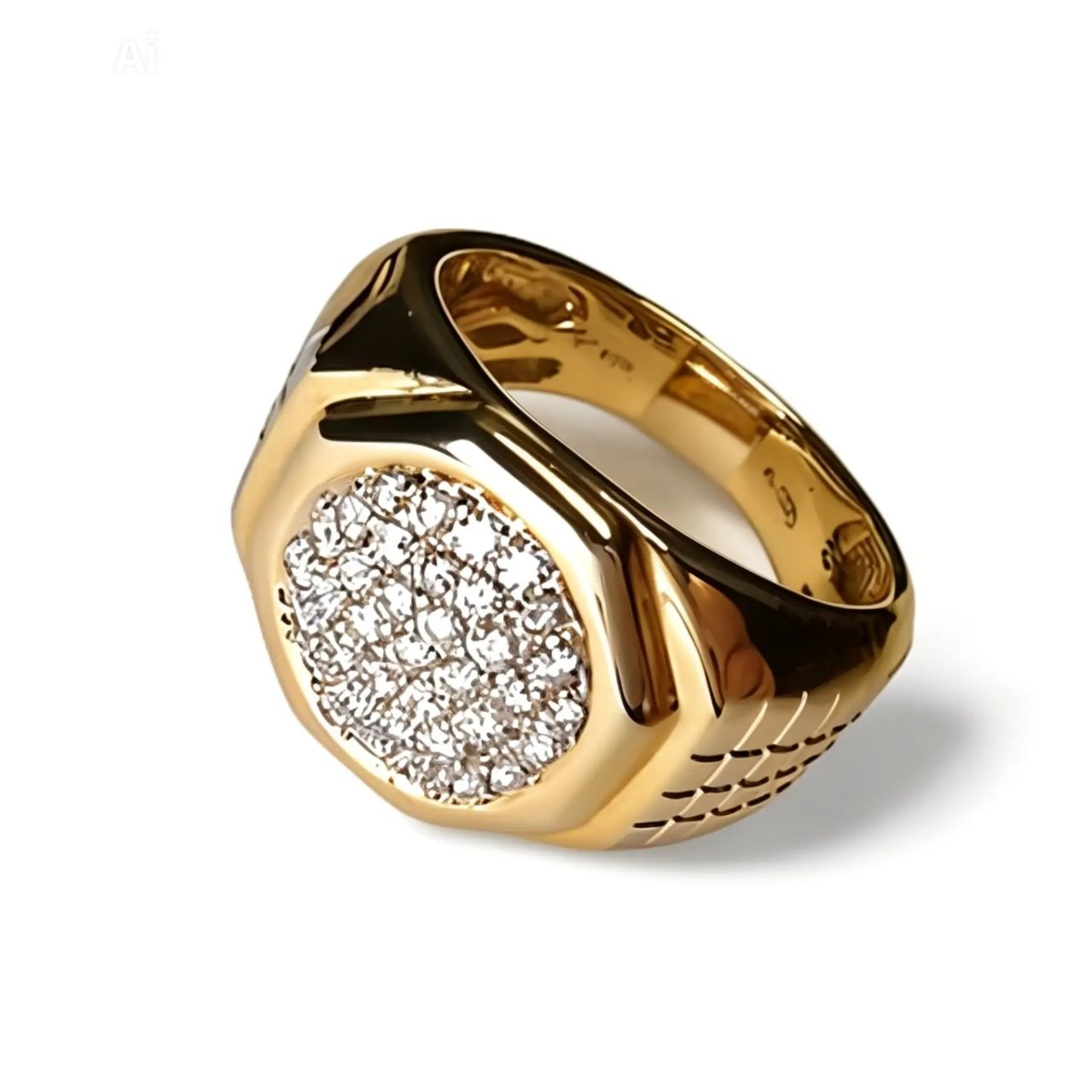 Vermeil Sterling 925 Silver White Diamond Men Band Ring