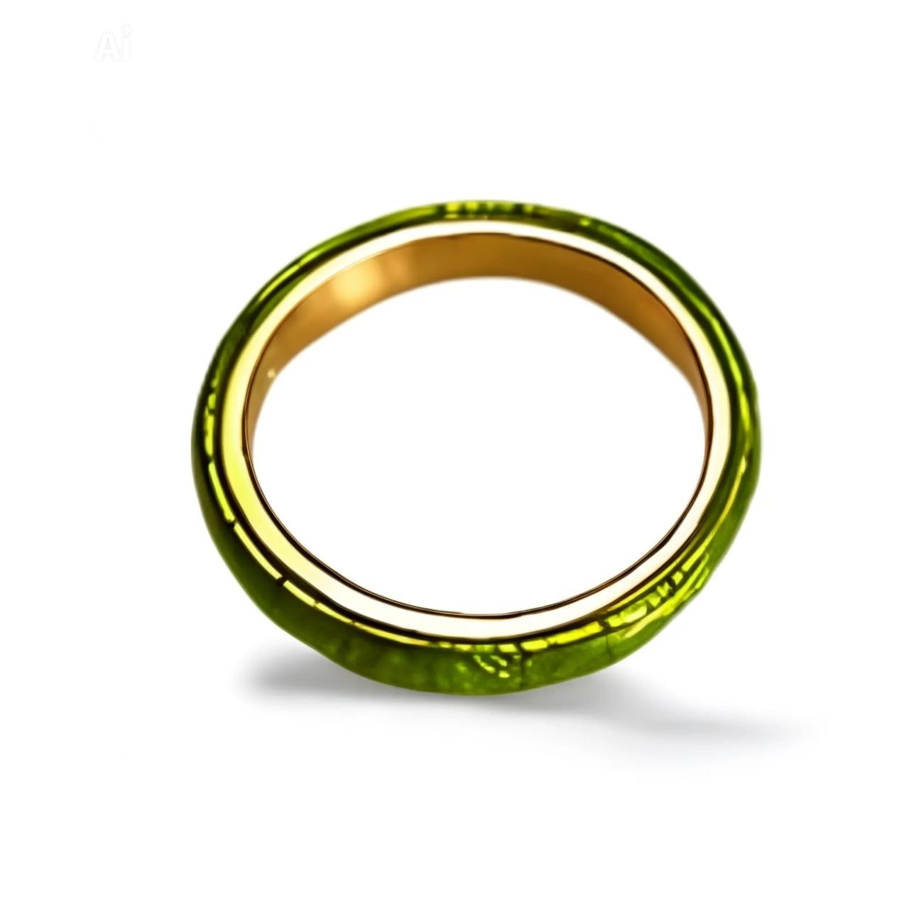 Hidalgo Enamel Silver Textured Lime Green Insert Band Ring