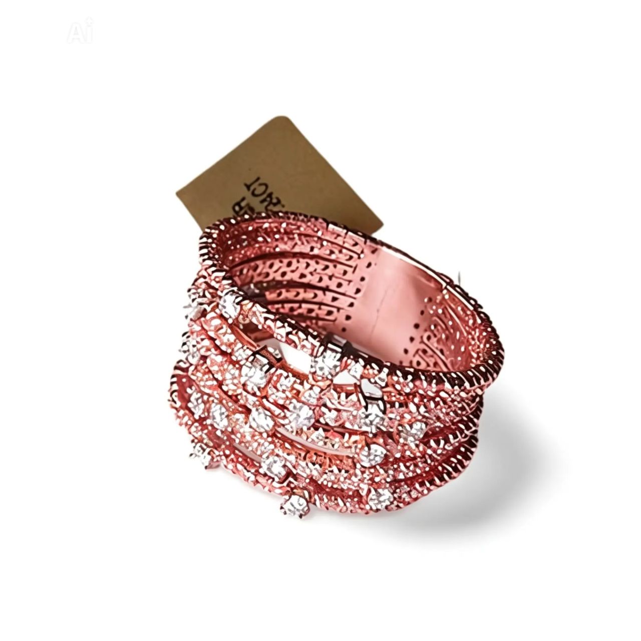 18K Pink Rose Gold Diamond Wide Wedding Band Ring