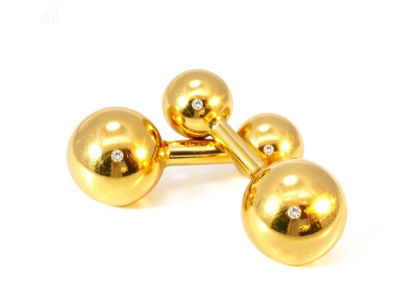14K Yellow Gold Ball Sphere Men's Cufflinks