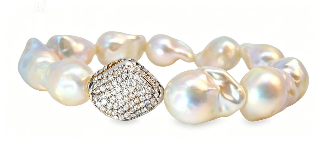 Sterling Silver Biwa Pearl Stacking Vermeil Bracelet