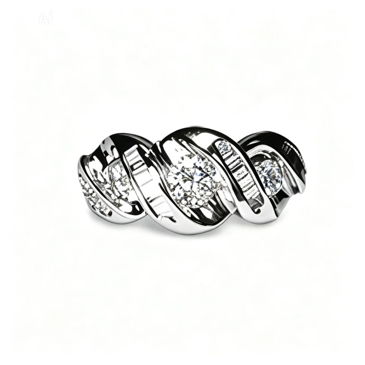 14K Yellow Gold 3 Stone Diamond Baguette Anniversary Band Ring