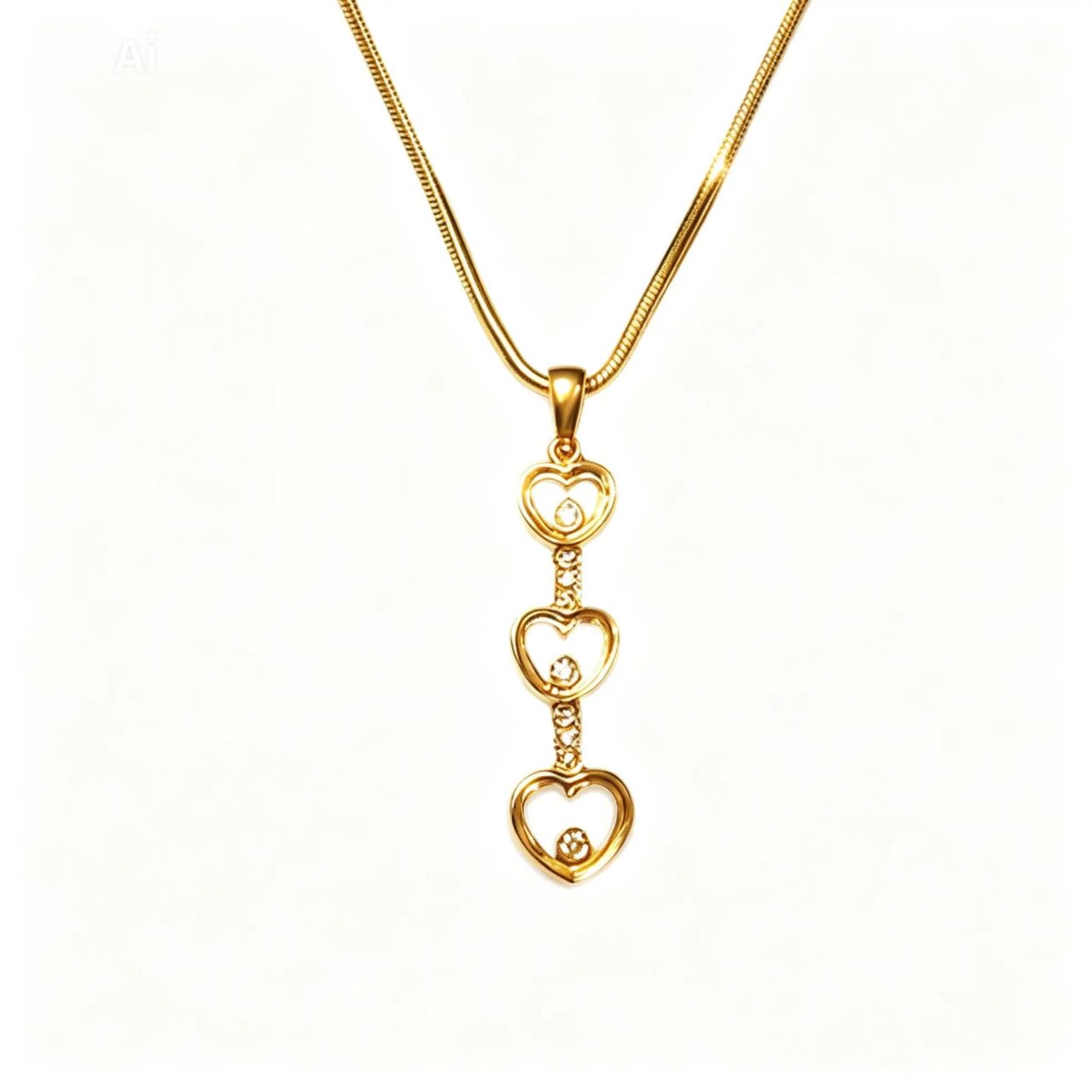 14K Yellow Gold Floating Diamond Heart Pendant Slide