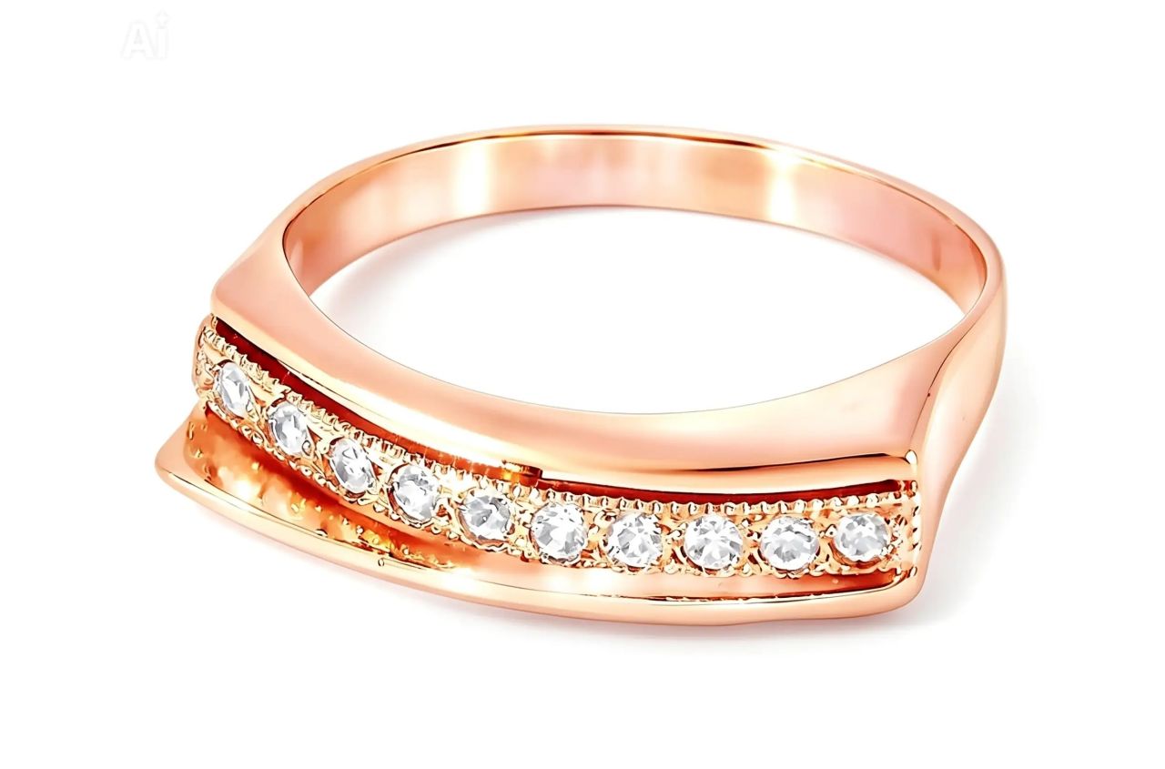 14K Pink Rose Gold Diamond Wedding Band Ring