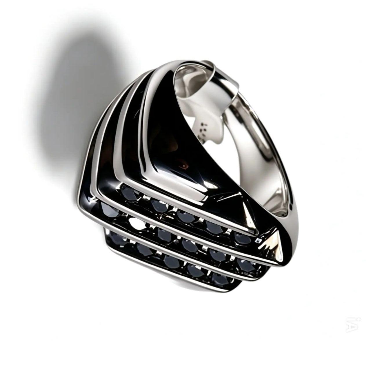 Sterling 925 Silver Black Diamond Mens Mans Band Ring