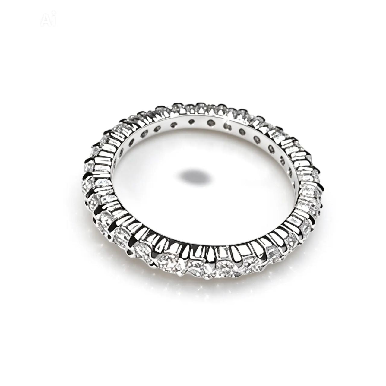 14K White Gold Diamond Eternity Wedding Band Ring