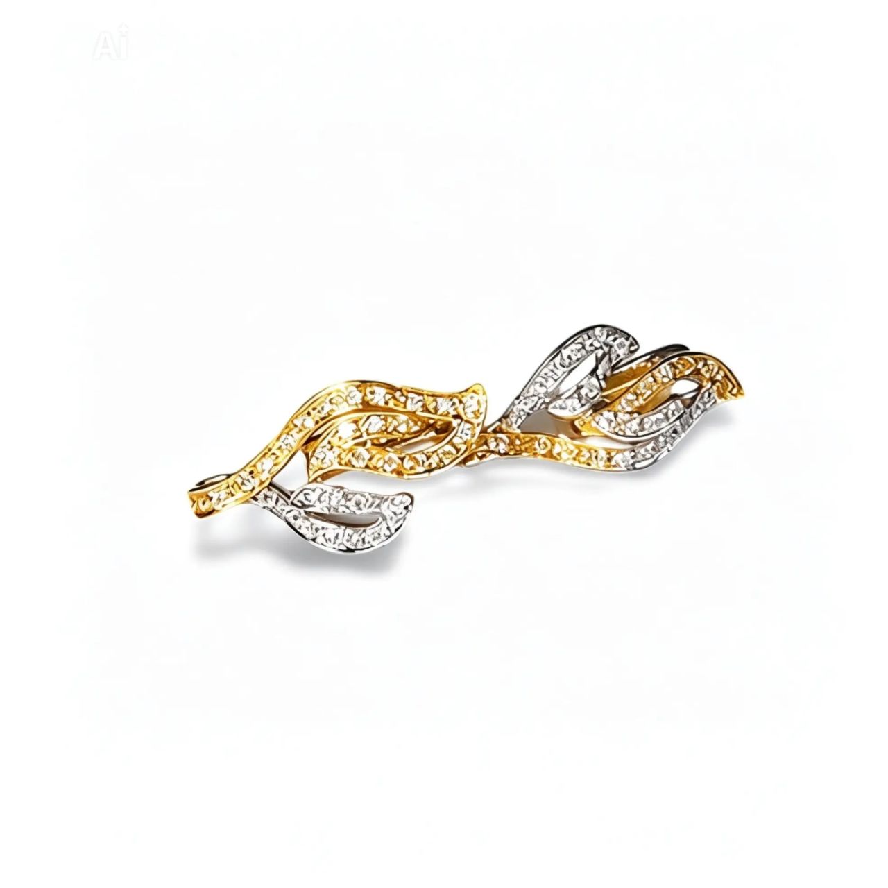 14K Two Tone Gold Diamond Filigree Drop Earrings