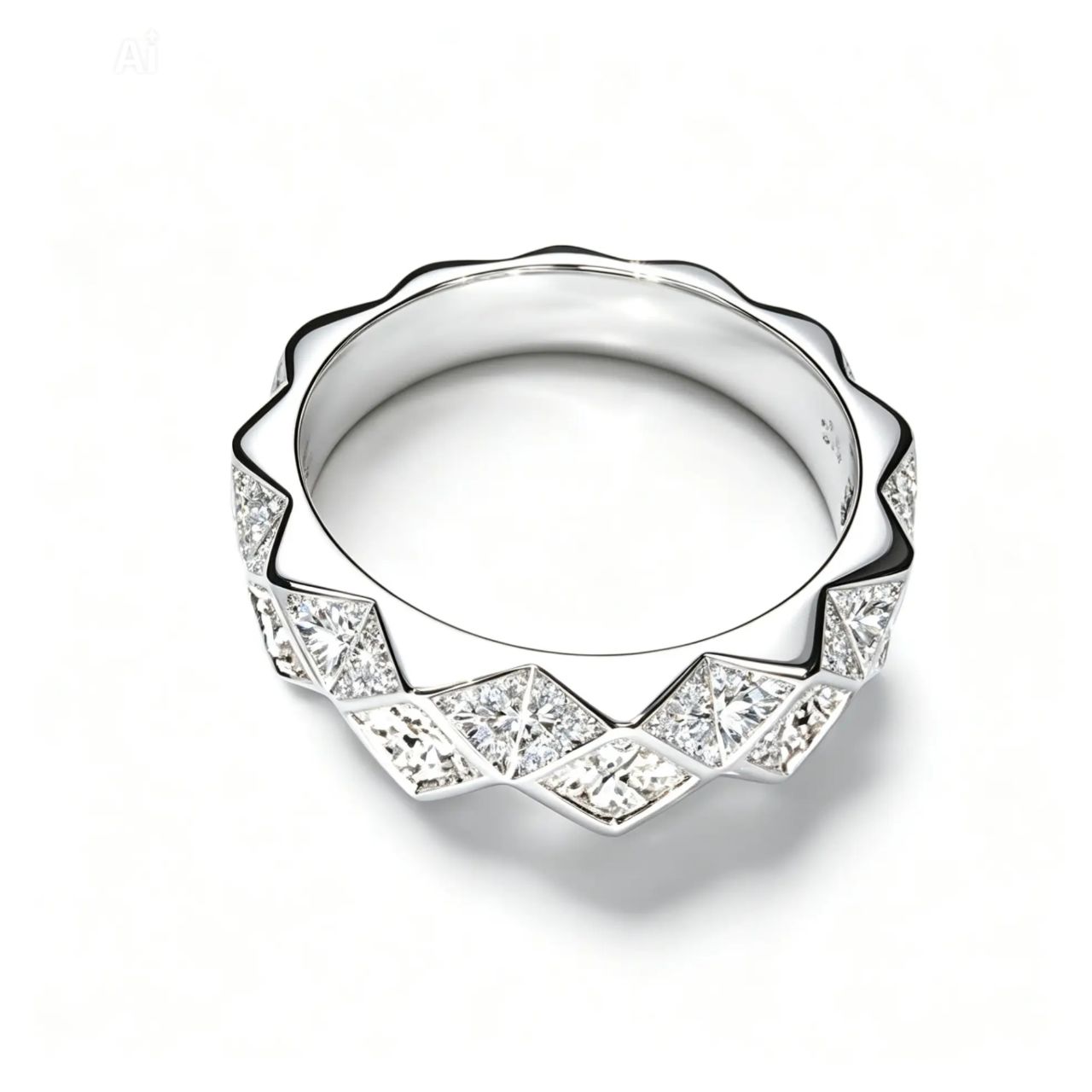 18K White Gold Designer Diamond Wedding Band Ring