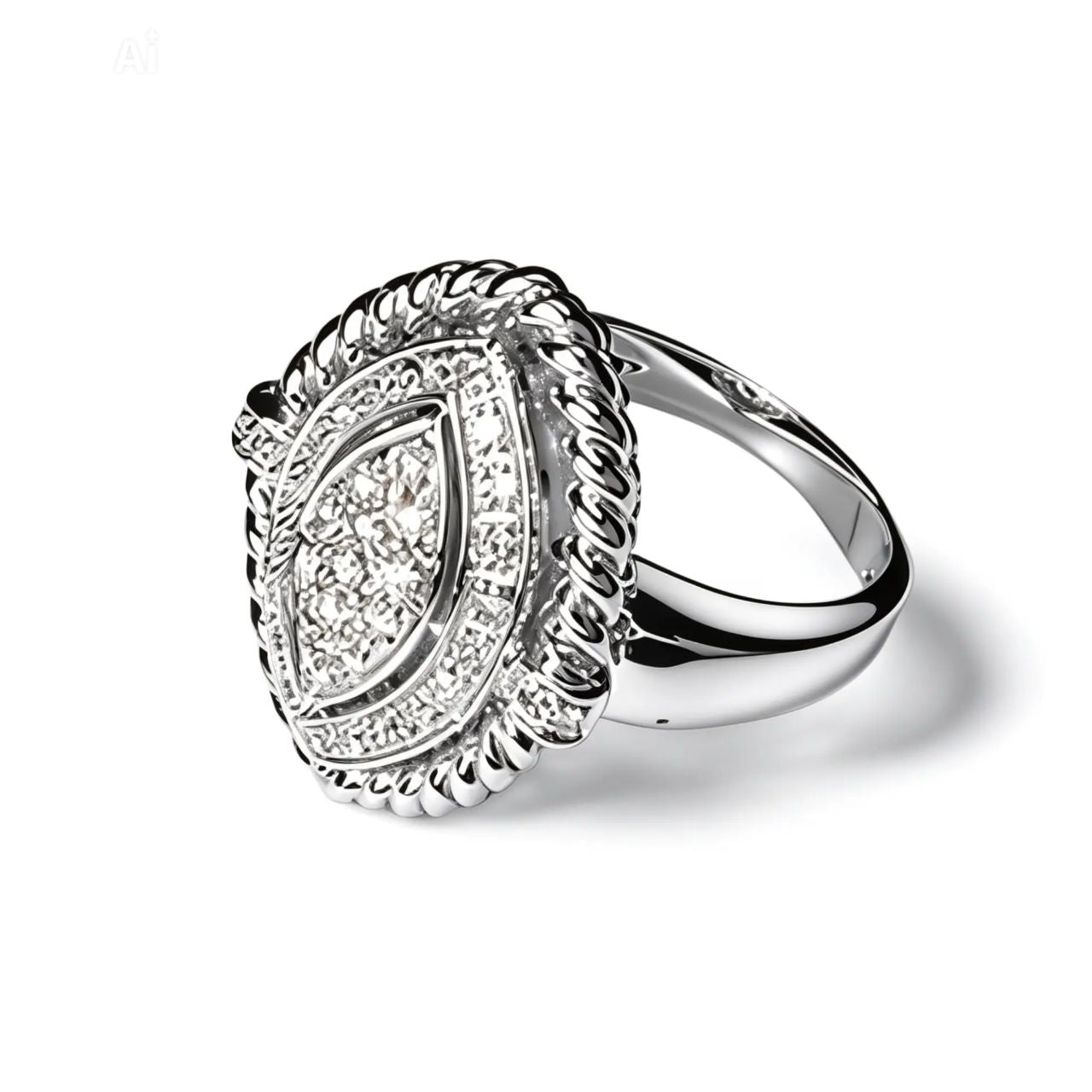 14K White Gold Diamond Marquise Ring