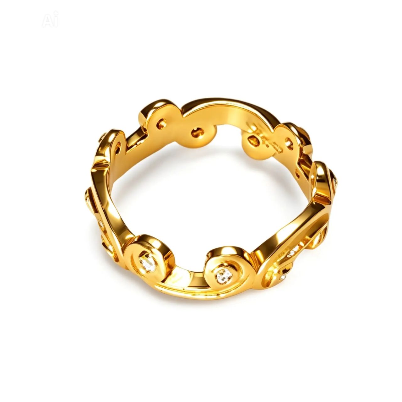 18K Yellow Gold Hidalgo Diamond Eternity Swirl Wedding Band Ring