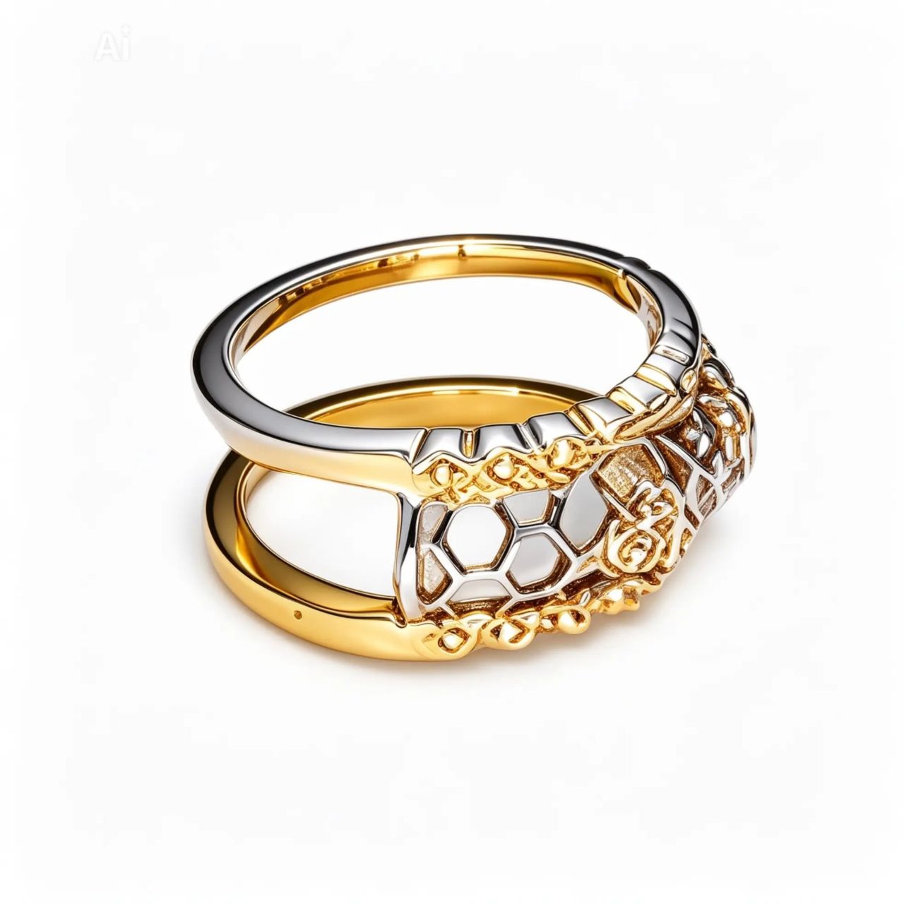 18K Yellow Gold Hidalgo Interchangeable Hearts Jacket Diamond Band Ring