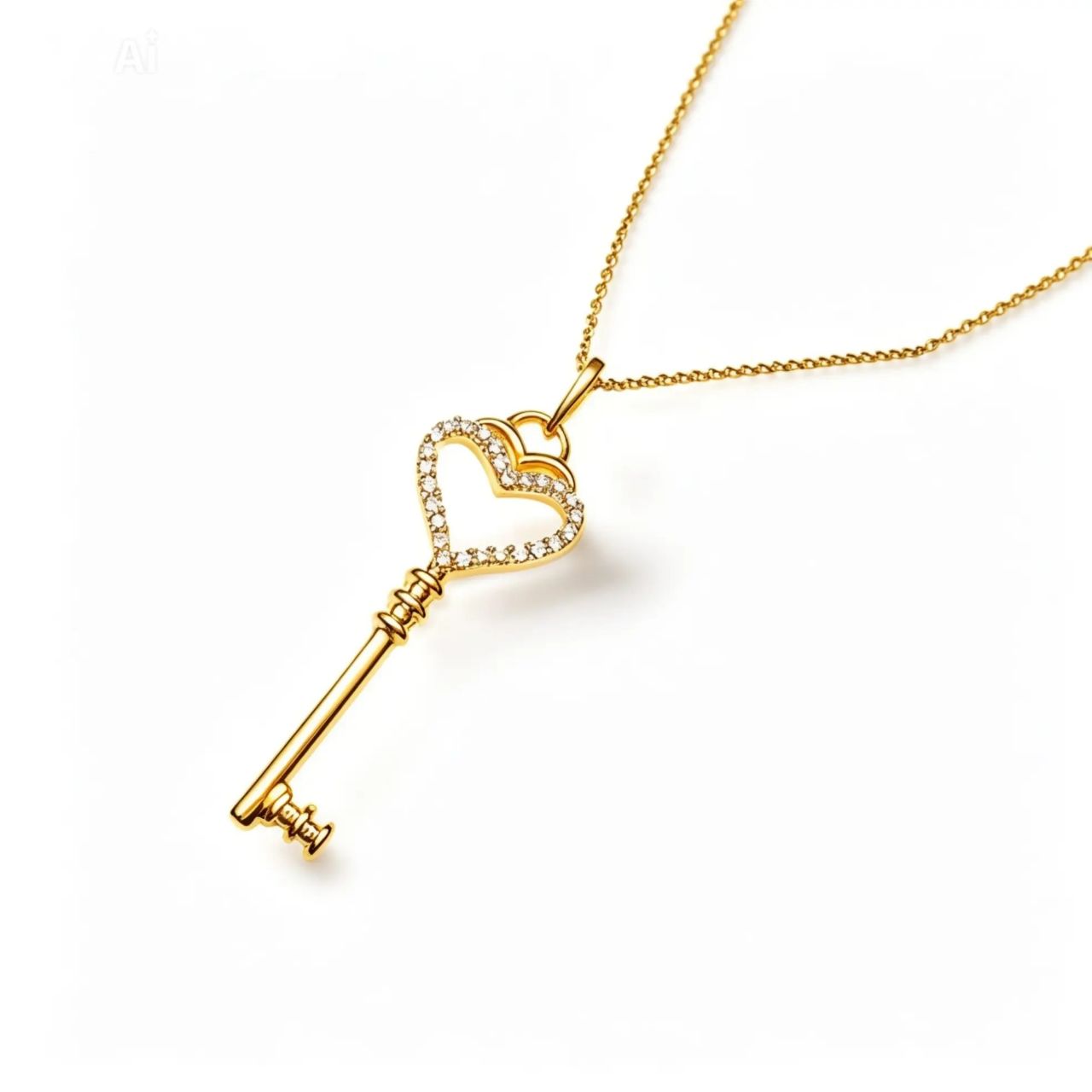 14K Yellow Gold Diamond Club Key Pendant Slide