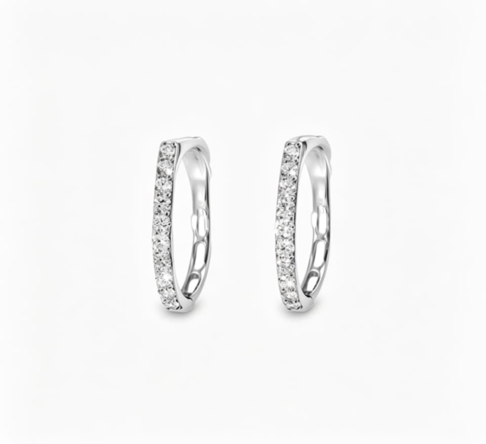 14K White Gold Diamond Hoop Earrings Estate by EFFY