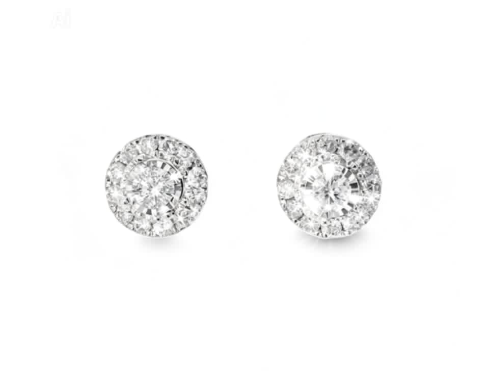 10K White Gold Diamond Stud Earrings
