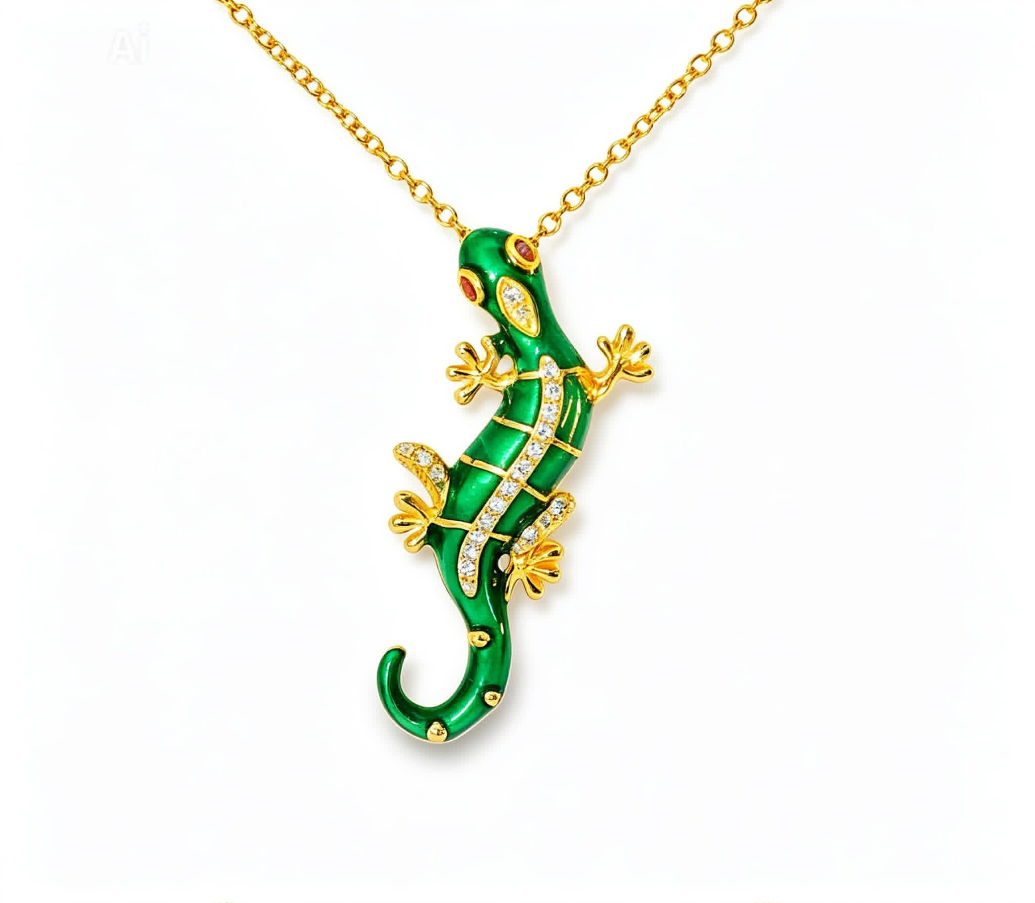 14K Yellow Gold Enamel Lizard Pendant Estate by EFFY