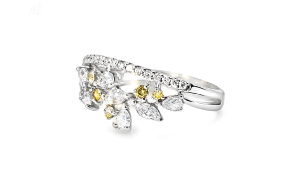 14K White Gold Diamond Floral Ring