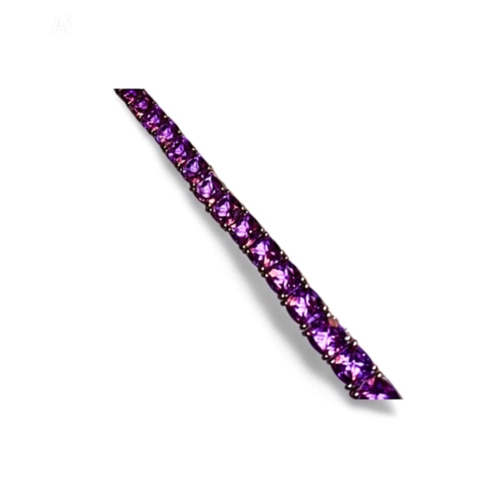 Sterling Silver 925 Cushion Cut Natural Amethyst Flexible Bracelet