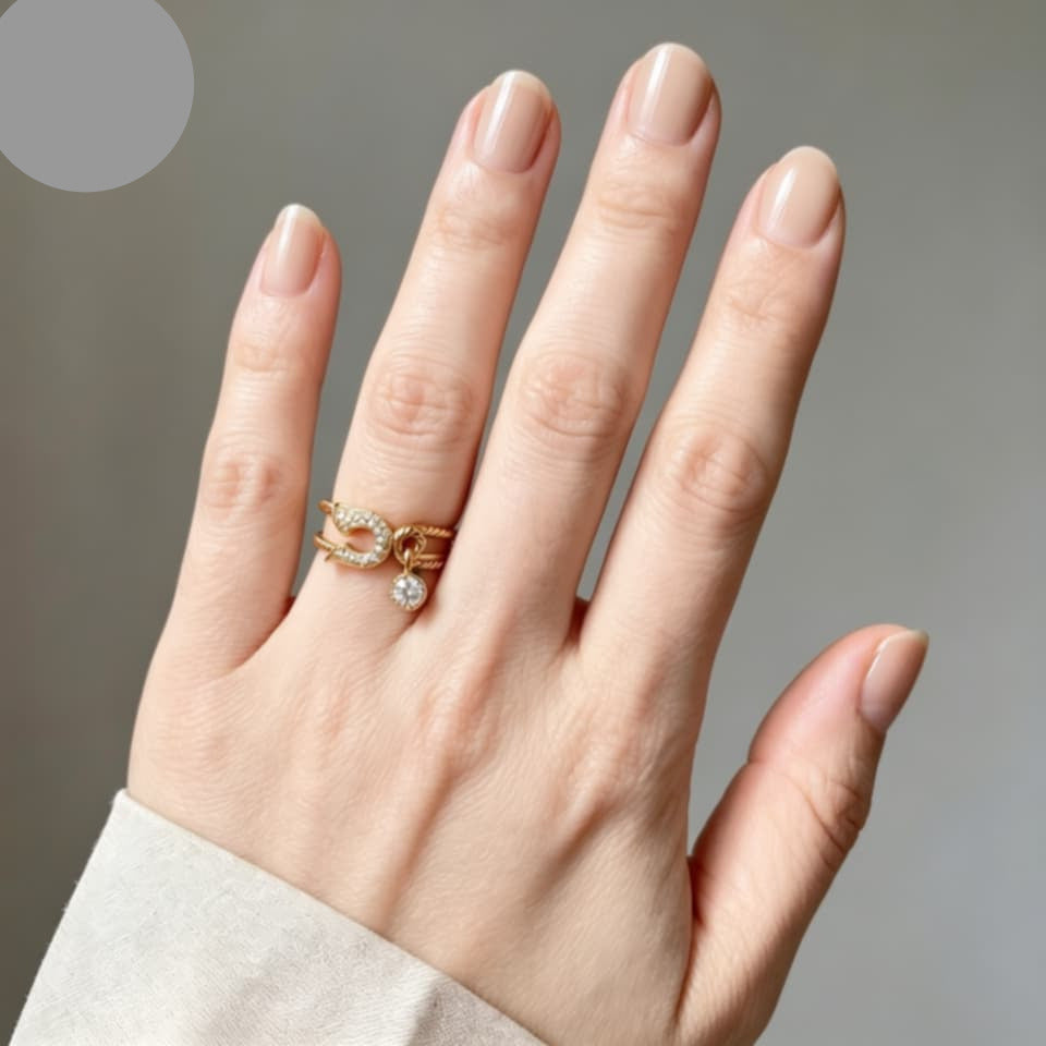 18K Yellow Gold Diamond Safety Pin Band Ring Estate