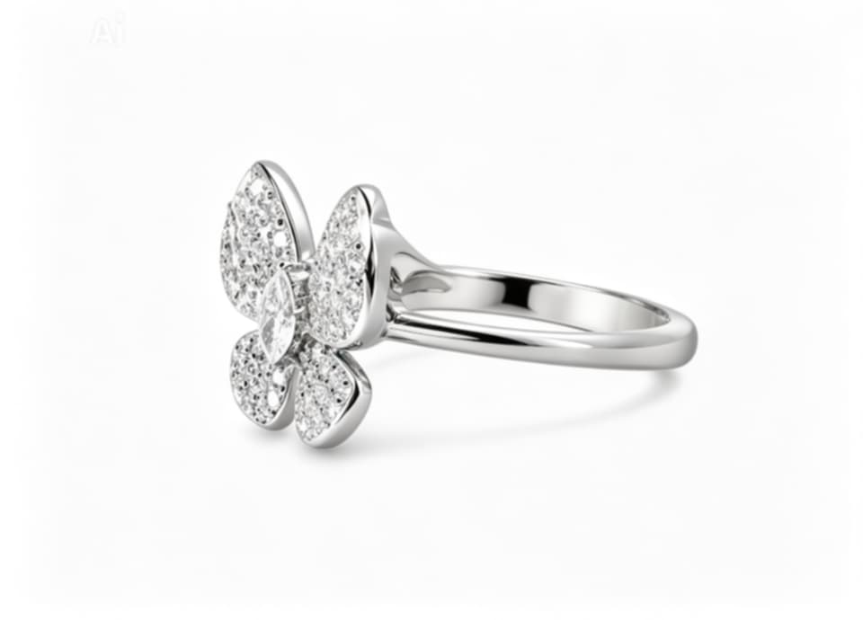 14K White Gold Diamond Butterfly Ring Estate by EFFY