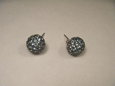 Beautiful 14K White Gold Blue Topaz Sphere Ball Stud Earrings Studs - GGEMSonline