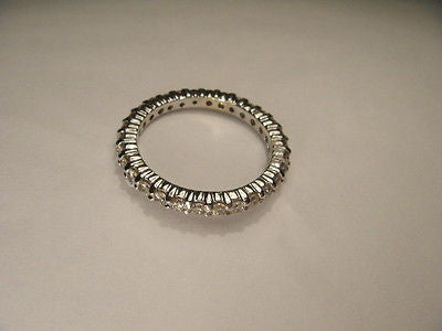 Beautiful Estate 14K White Gold Diamond Eternity Wedding Band Ring 6.5 - GGEMSonline