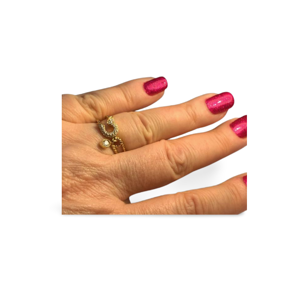 Stunning 18K Yellow Gold Diamond Safety Pin Charm Band Ring - GGEMSonline