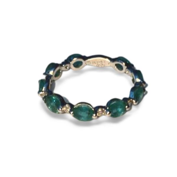 Gorgeous Designer 18K White Gold Emerald Diamond Eternity Ring Band - GGEMSonline