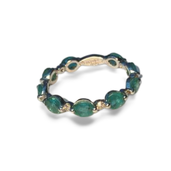 Gorgeous Designer 18K White Gold Emerald Diamond Eternity Ring Band - GGEMSonline