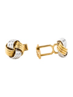 Classic 14K Two-Tone 2-Tone White Gold Knot Mens Cufflinks - GGEMSonline