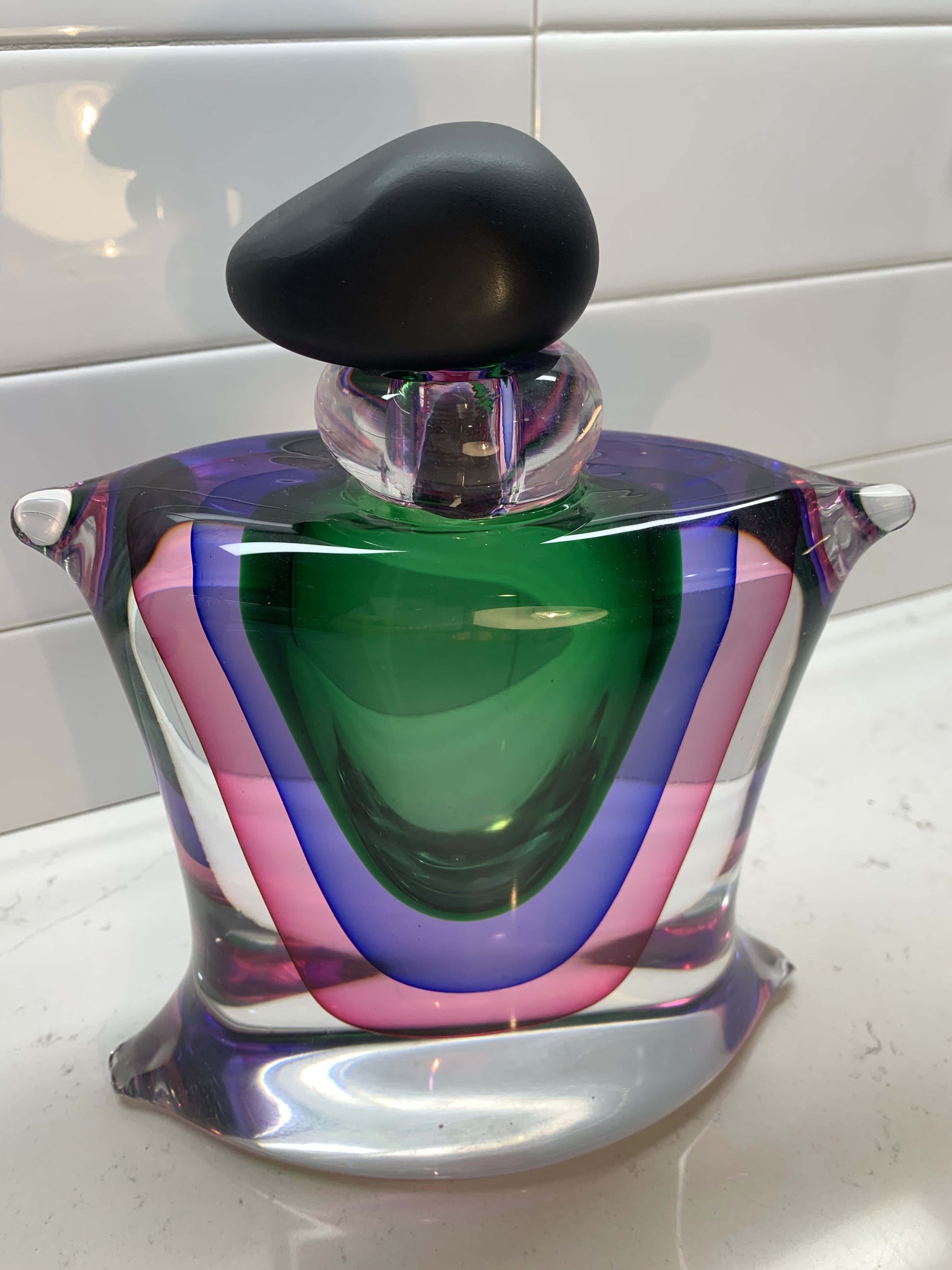 Murano Italy Glass Luigi Onesto Signed Oggetti Sommerso Decanter Perfume Bottle - GGEMSonline