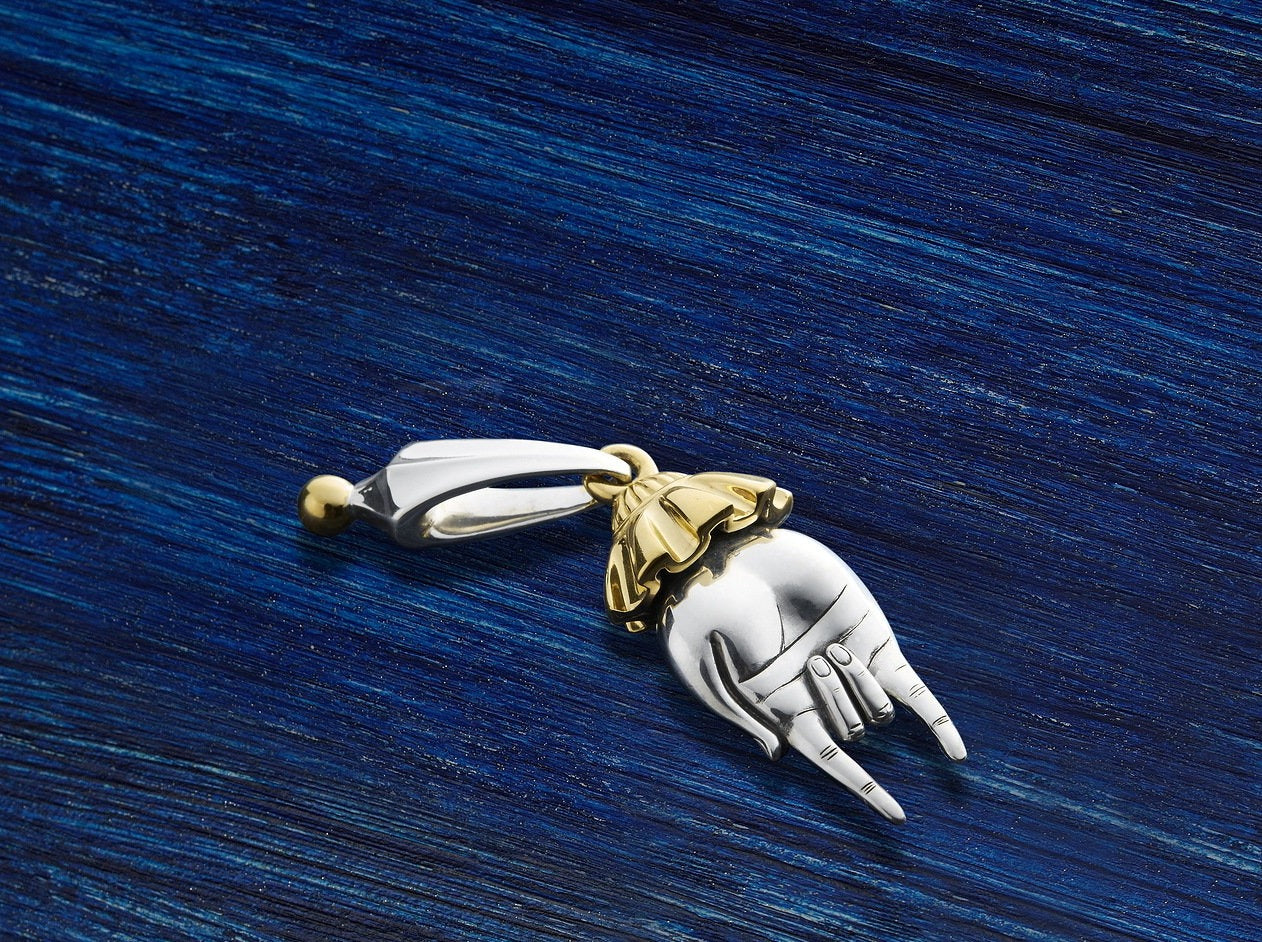 Designer Sterling Silver 22k Gilded Protective Hand Mihail Chemiakin Slide Pendant - GGEMSonline