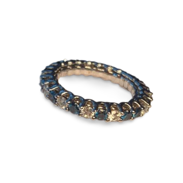 Gorgeous Designer 14K White Gold Blue Diamond Eternity Band Ring - GGEMSonline