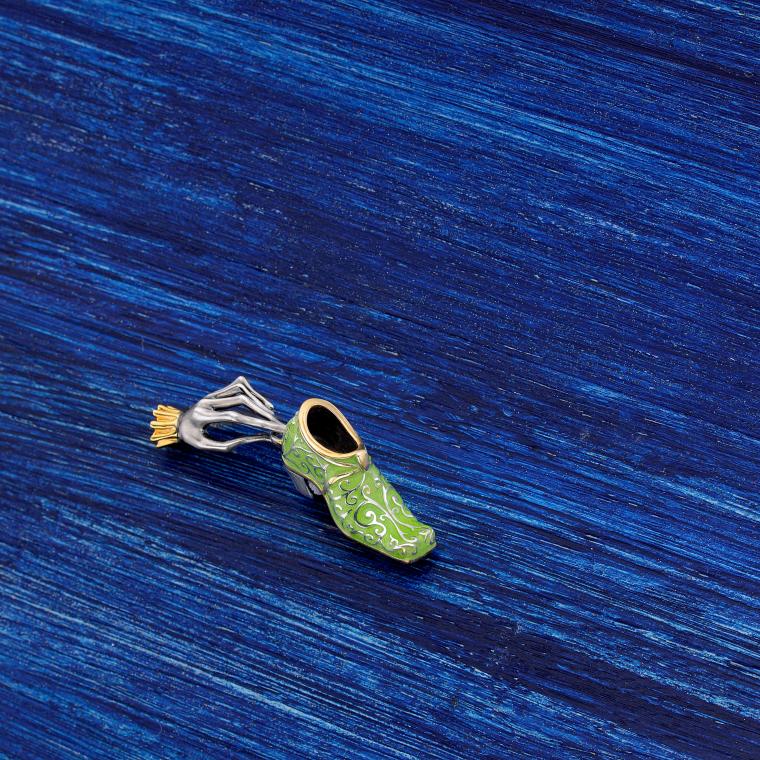 Designer Enamel Silver 22K Gilded Surreal Russian Artist Mihail Chemiakin Shoe Pendant - GGEMSonline