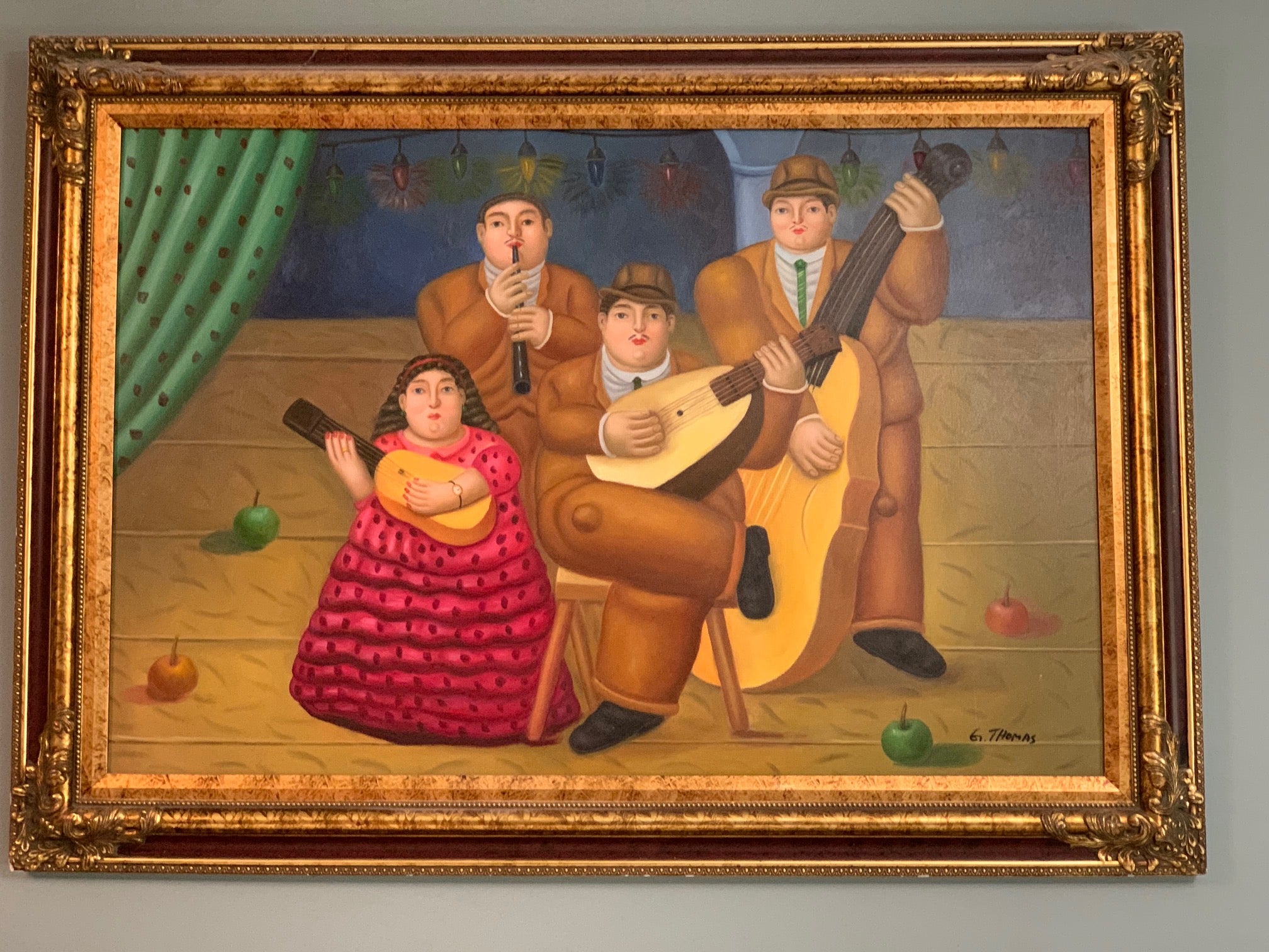 Original Oil on Canvas Painting OOC Fernando Botero School Musicians - GGEMSonline