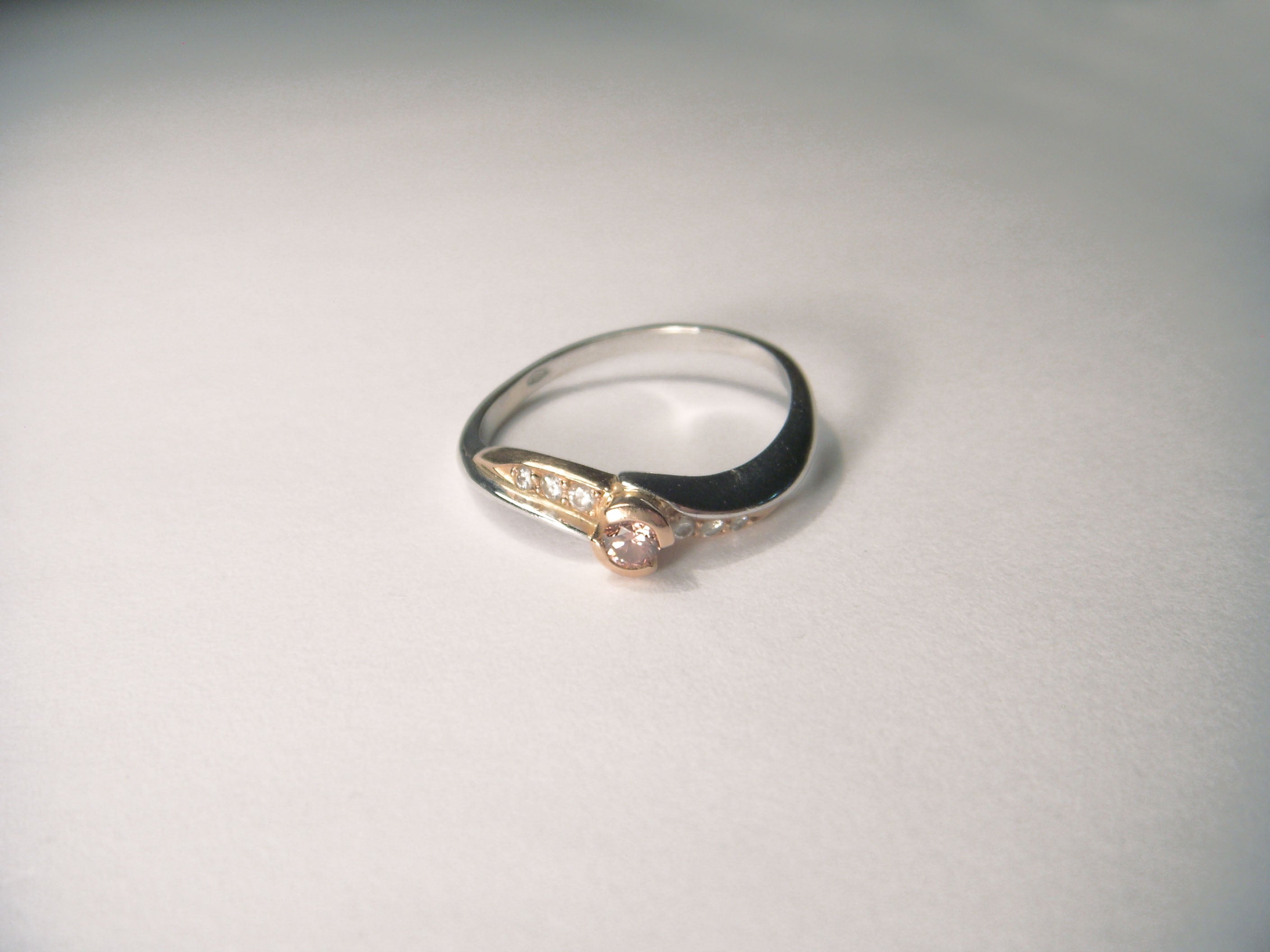 Exquisite 18K White 2-Tone Gold Fancy Color Pink Diamond Designer Stacking Band Ring - GGEMSonline