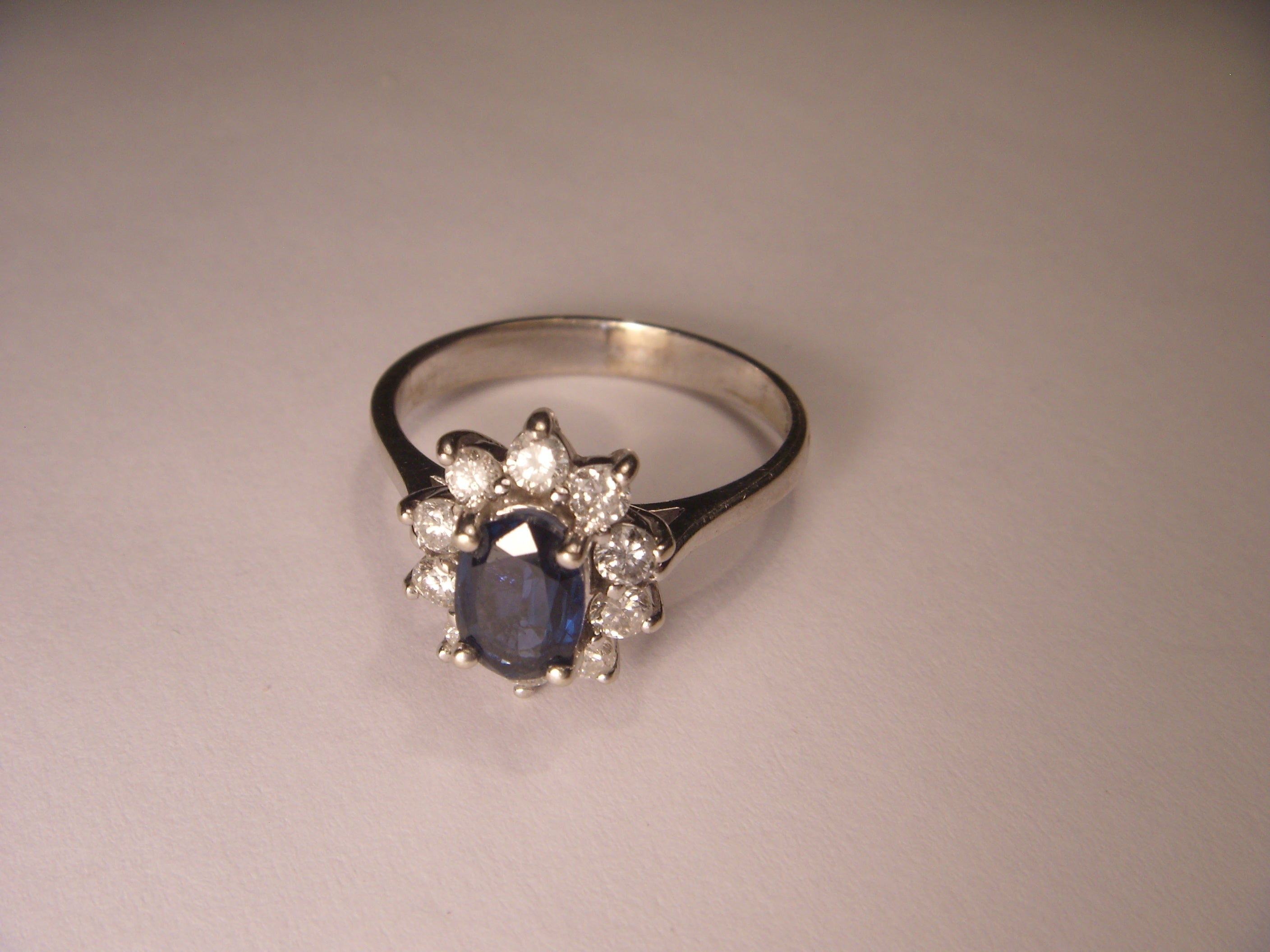Estate 14K White Gold Sapphire Diamond Engagement Ring - GGEMSonline