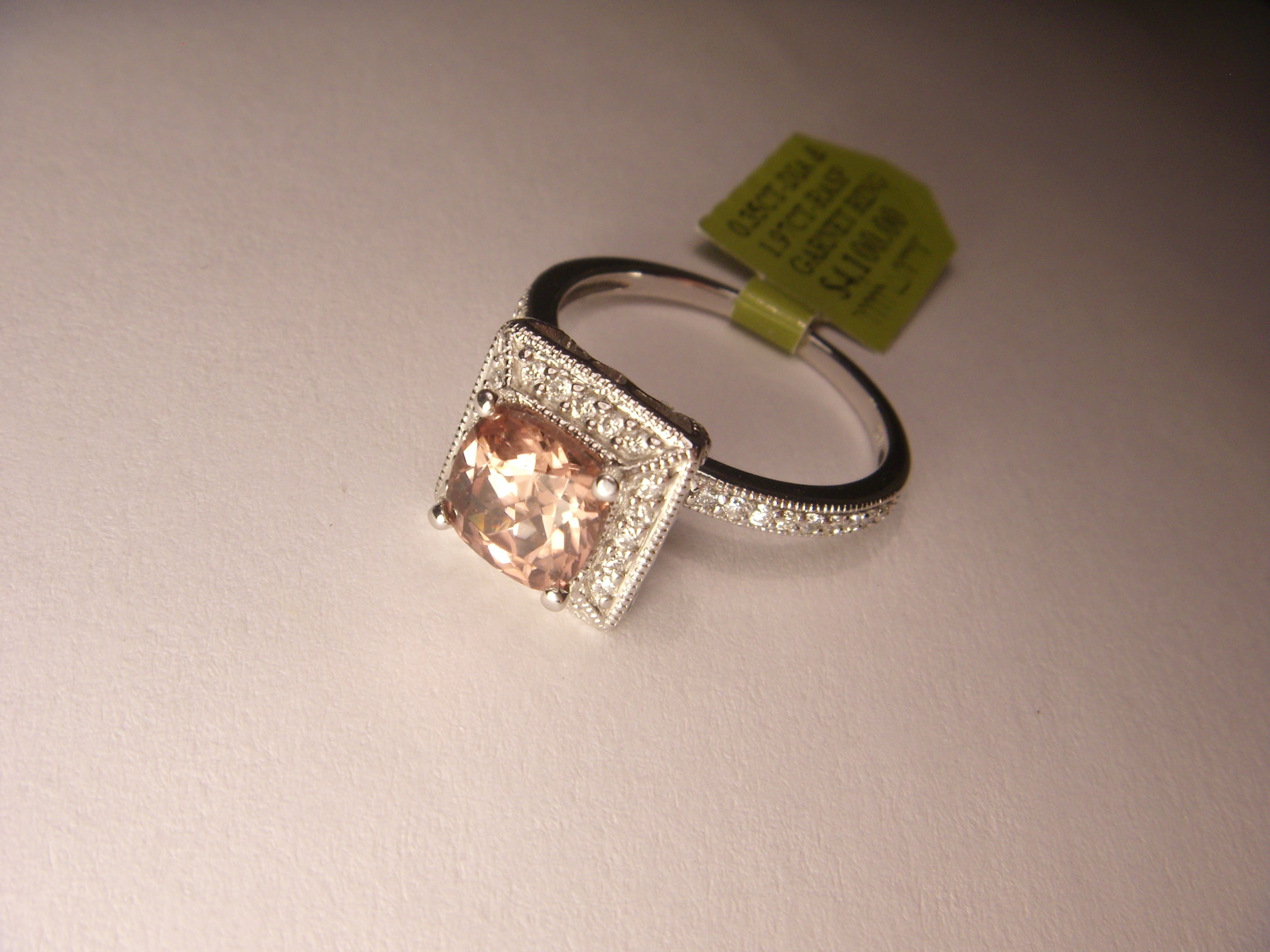 Fabulous 14K White Gold Diamond Raspberry Garnet Filigree Cocktail Ring - GGEMSonline