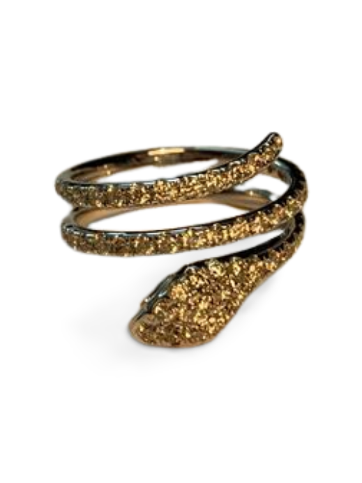 Gorgeous 14K White Gold Diamond Swirl Snake Snakes Band Ring - GGEMSonline