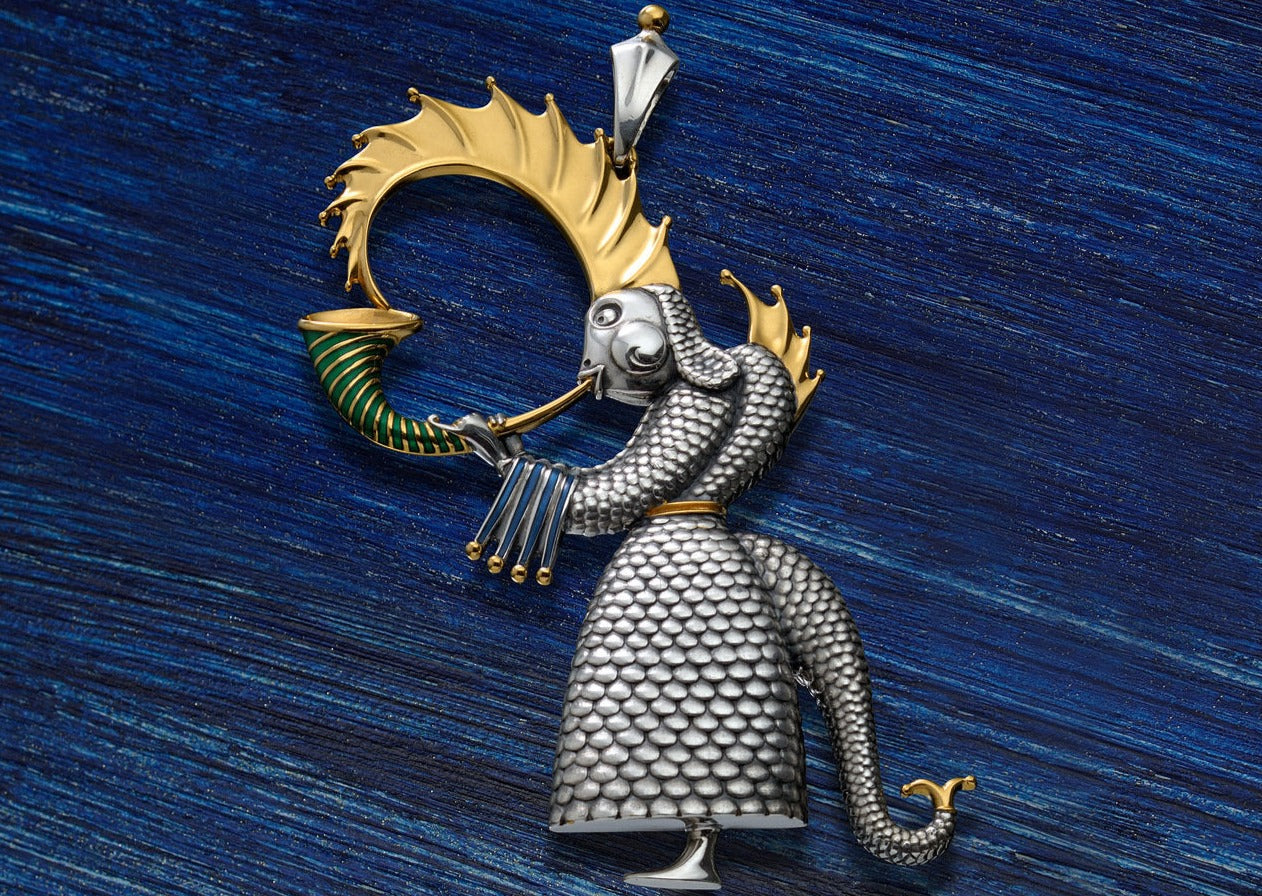 Designer Sterling Silver 22k Gilded Monk Mihail Chemiakin Slide Pendant - GGEMSonline